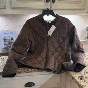 Kim Rogers Quilted Chocolate Brown Zip Jacket